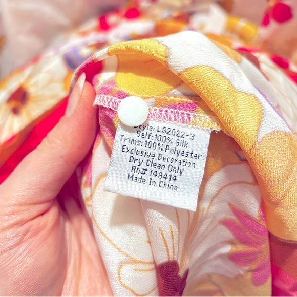 NWT Johnny Was Loreli Floral 100% Silk White Pink Embroidered Midi Dress Small - Picture 11 of 11